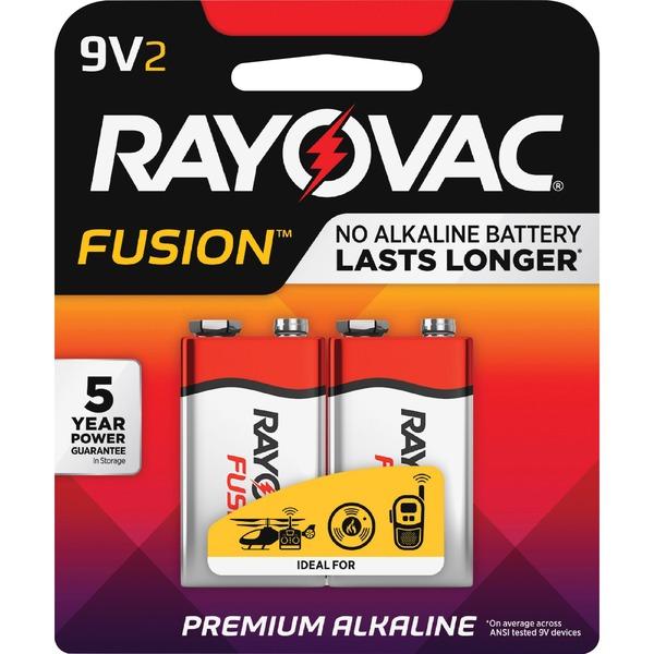 Rayovac Fusion Advanced Alkaline 9V Batteries - For Multipurpose - 9 V DC - Alkaline - 2 / Pack