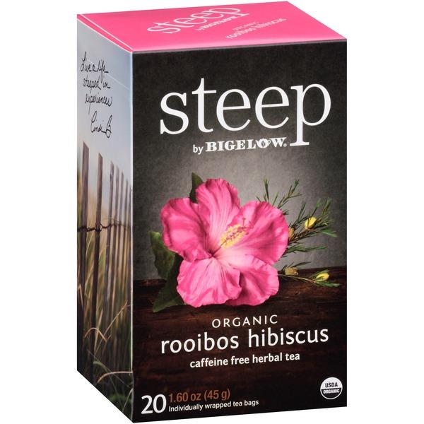 Bigelow Rooibos Hibiscus Herbal Tea - Decaffeinated, Herbal Tea - Hibiscus, Rooibos - 1.6 oz - 120 Teabag - GMO Free - Kosher - Organic - 20 / Box