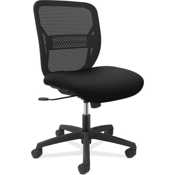 HON Gateway Armless Mid-back Task Chair - Black Seat - Black Back - Black Frame - 25.8