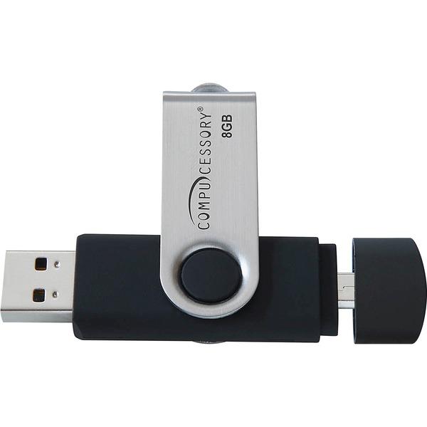 Compucessory 8GB USB 2.0 Flash Drive - 8 GB - USB 2.0 - Silver, Black