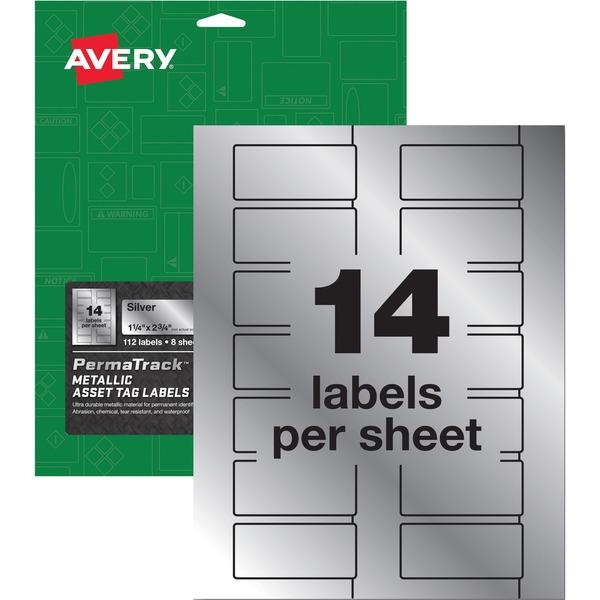 Avery® PermaTrack Metallic Asset Tag Labels - Permanent Adhesive - 2 3/4