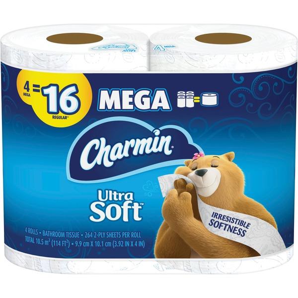 Charmin Ultra Soft Bath Tissue - White - Soft, Durable, Strong, Absorbent, Clog-free, Septic Safe - For Bathroom - 4 / Pack