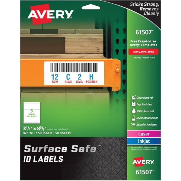 Avery® Water-resistant Surface Safe ID Labels - Removable Adhesive - 3 1/4