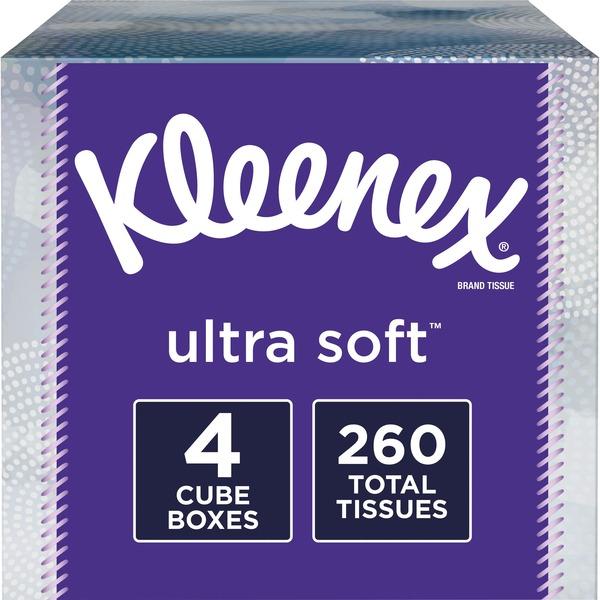 Kleenex Ultra Soft Tissues - 3 Ply - White - Soft, Strong - For Home, Office, School - 65 Quantity Per Box - 12 / Carton