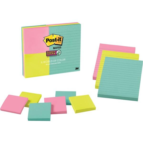  Post- It & Reg ; Super Sticky Notes - Miami Color Collection - 3 