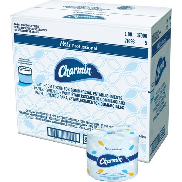 Charmin Toilet Tissue - 2 Ply - 450 Sheets/Roll - White - Durable, Strong, Absorbent, Clog-free, Septic-free, Individually Wrapped - For Bathroom, Hotel, Restaurant, Office - 75 Rolls Per Carton - 337