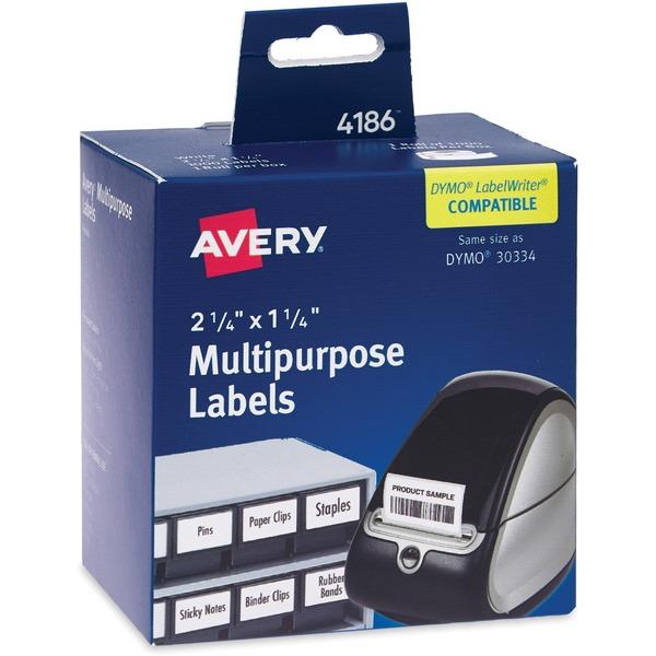 Avery® Multipurpose Labels - Permanent Adhesive Length - Rectangle - Thermal - White - 1000 / Box