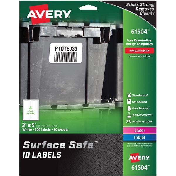 Avery® Water-resistant Surface Safe ID Labels - Removable Adhesive - 3