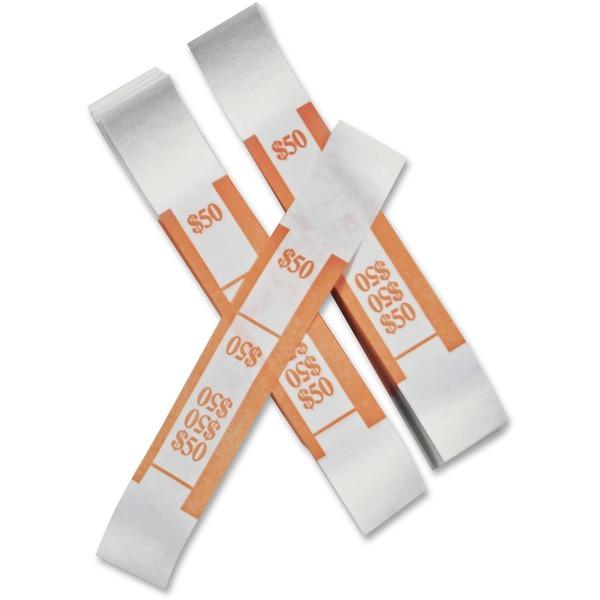 ICONEX Currency Straps - Total $50 - Adhesive, Sturdy, Color Coded - Kraft Paper