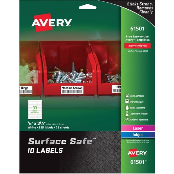 Avery® Water-resistant Surface Safe ID Labels - Removable Adhesive - 7/8