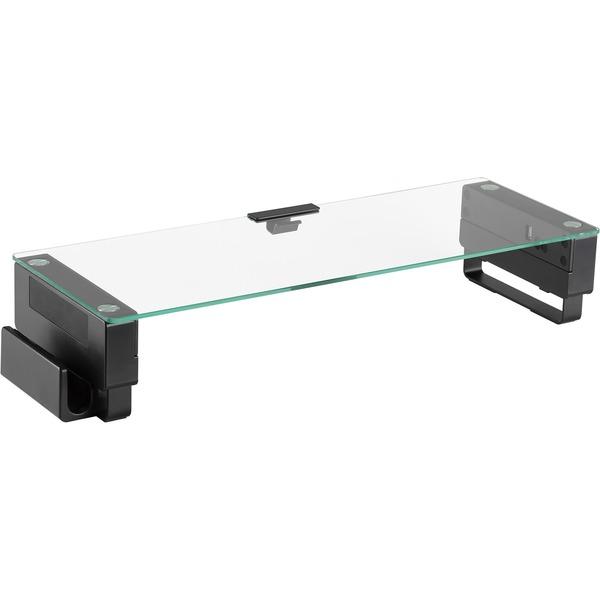 Lorell Single Shelf USB Glass Monitor Stand - 44 lb Load Capacity - 1 x Shelf(ves) - 24.1