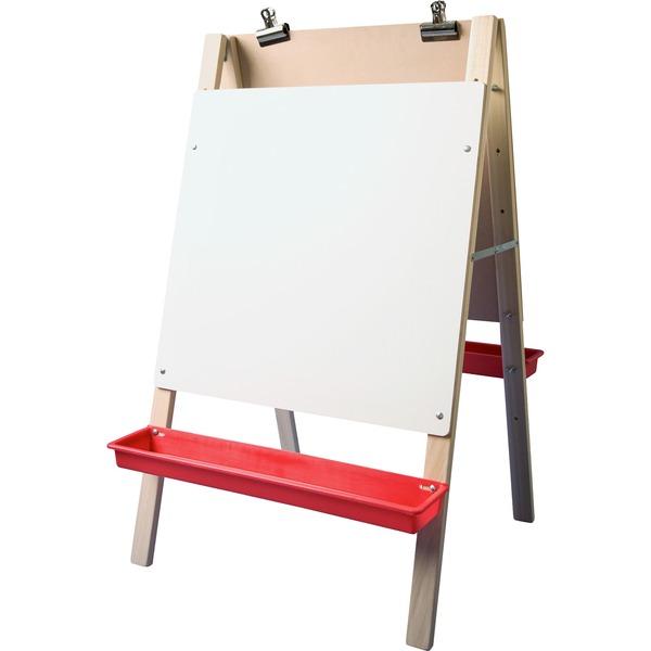 Flipside Dual Surface Preschool Easel - White Hardboard Surface - Hardwood Frame - Rectangle - Floor Standing - Assembly Required - 1 Each