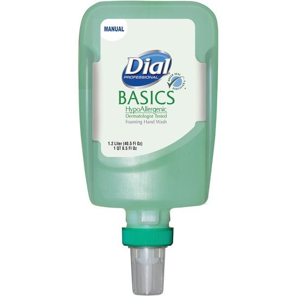 Dial FIT Manual Refill Basics Foam Hand Wash - 40.6 fl oz (1200 mL) - Pump Bottle Dispenser - Kill Germs - Hand - Green - Hypoallergenic, Moisturizing - 3 / Carton