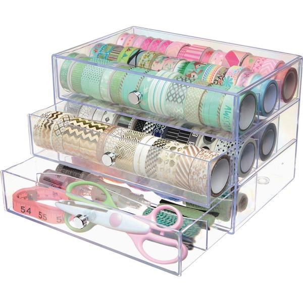 Deflecto 3-drawer Transparent Storage Cube - 3 Drawer(s) - 7