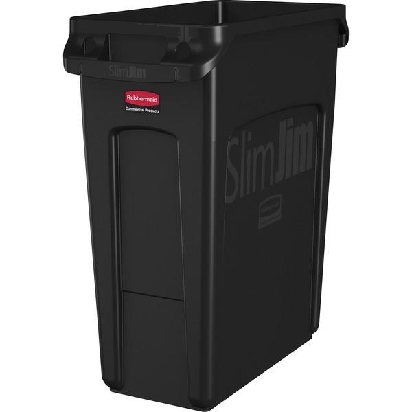 Rubbermaid Commercial Slim Jim with Venting Channels - 16 gal Capacity - Rectangular - Chemical Resistant, Durable, Handle, Vented, Crush Resistant - 25