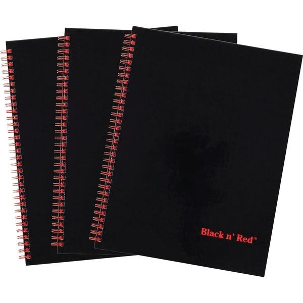Black n' Red Hardcover Twinwire Business Notebook - Twin Wirebound - 12