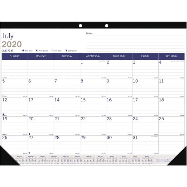 Blueline DuraGlobe Academic Monthly Desk Pad - Academic - Julian Dates - Monthly - 1.1 Year - July 2020 till July 2021 - 1 Month Single Page Layout - 22