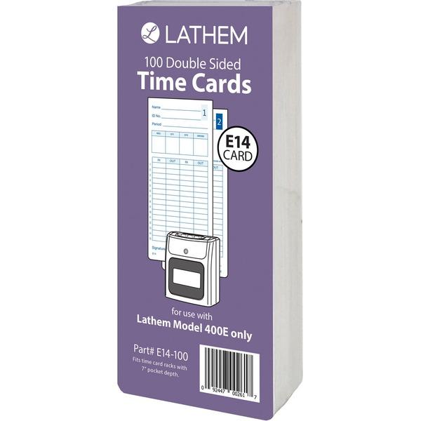 Lathem Model 400E Double Sided Time Cards - Double Sided Sheet - Blue Print Color - 100 / Pack