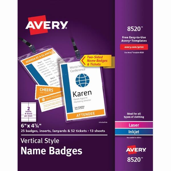 Avery® Vertical Name Badges with Durable Plastic Holders and Lanyards