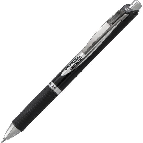 Pentel EnerGel 0.7mm Retractable Gel Roller Pen - 0.7 mm Pen Point Size - Retractable - Black Gel-based Ink - Black Barrel - Metal Tip - 1 Each