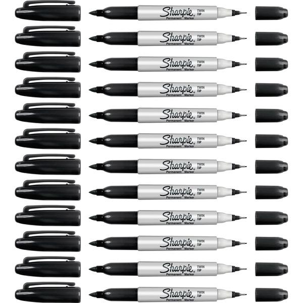 Sharpie Twin Tip Markers - Ultra Fine, Fine Marker PointAlcohol Based Ink - 12 / Box