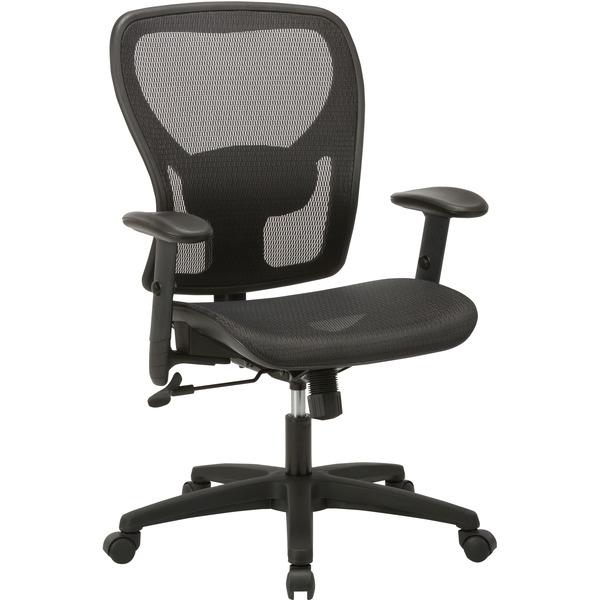 Lorell SOHO Mesh Mid-Back Task Chair - Mesh Seat - Mesh Back - 5-star Base - Black - 27.8