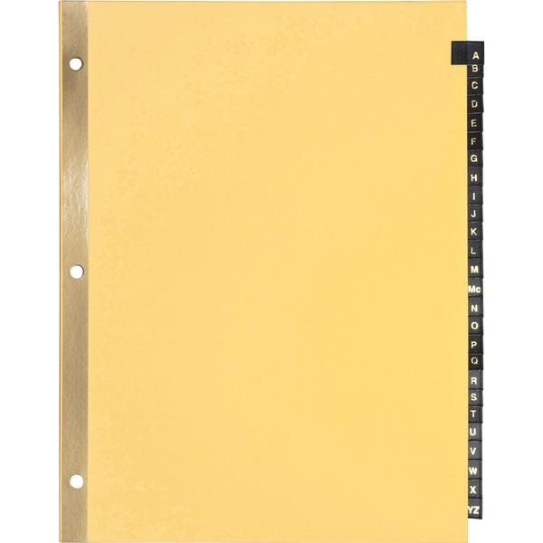 Business Source A-Z Black Leather Tab Index Dividers - 26 Printed Tab(s) - Character - A-Z - 8.5