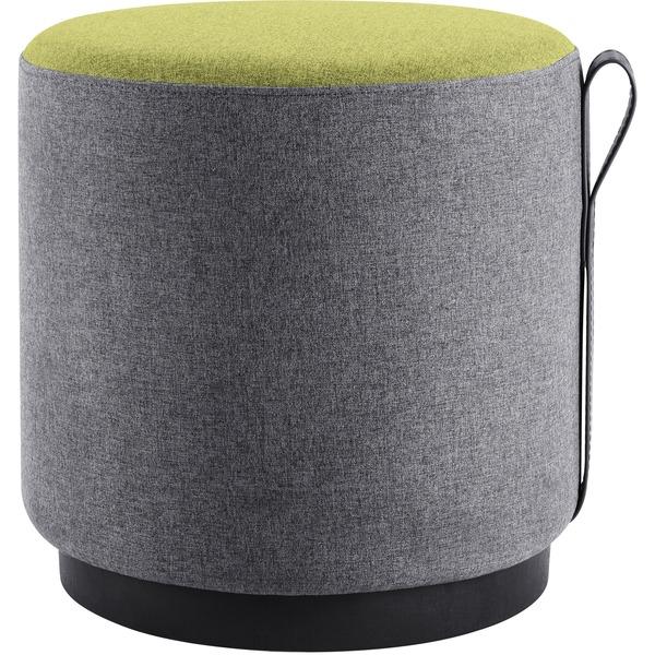 Lorell Contemporary Seating Round Foot Stool - Green, Gray Fabric Seat - 16.9