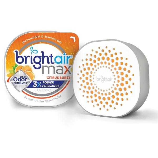 Bright Air Max Scented Gel Odor Eliminator - Gel - 8 oz - Citrus - 6 / Carton - Odor Neutralizer, Phthalate-free, Paraben-free, BHT Free, Bio-based, Formaldehyde-free, NPE-free