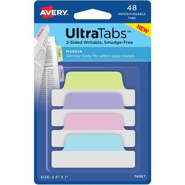 Avery® Margin Ultra Tabs - 2-side Writable - Repositionable - Write-on Tab(s) - 1