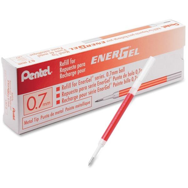 Pentel .7mm Liquid Gel Pen Refill - 0.70 mm, Medium Point - Red Ink - Smear Proof, Smudge Proof, Smooth Writing, Glob-free - 12 / Box