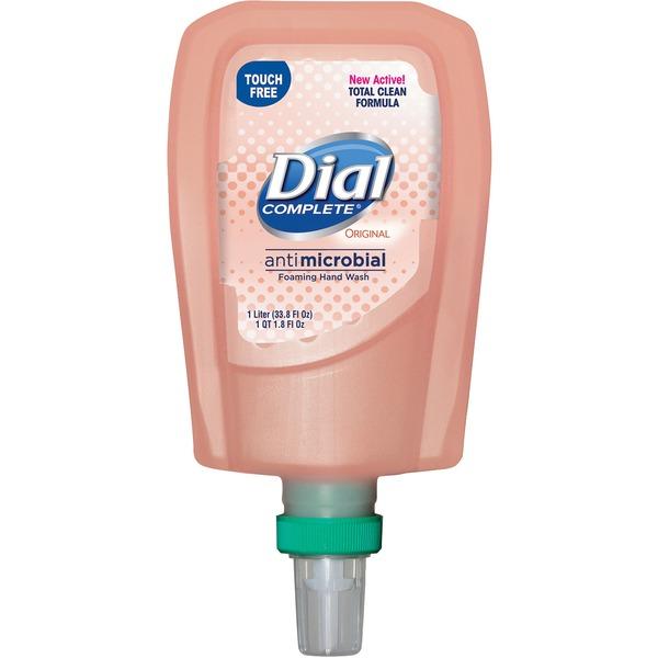 Dial FIT TouchFree Refill Antimicrobial Soap - 33.8 fl oz (1000 mL) - Touchless Dispenser - Kill Germs - Hand - Peach - Hypoallergenic, Moisturizing, Anti-bacterial, Non-drying - 3 / Carton