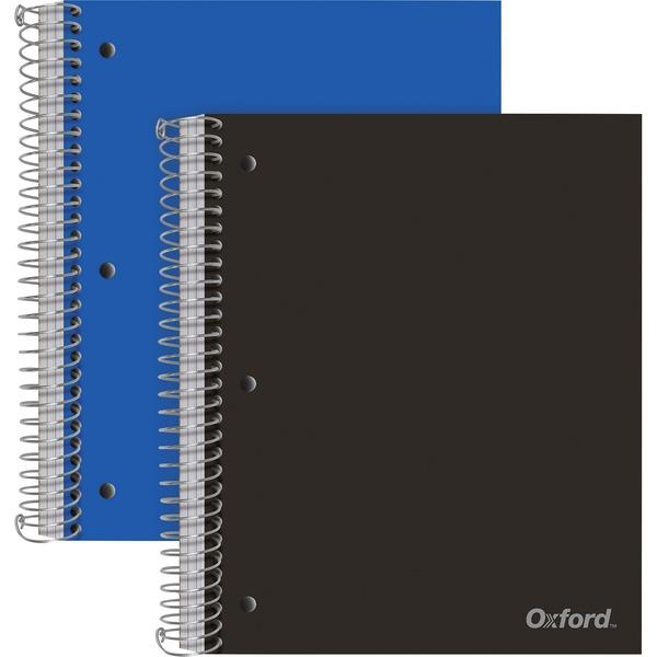 Oxford 3-Subject Poly Notebook - 3 Subject(s) - 150 Sheets - Wire Bound - Wide Ruled Red Margin - 3 Hole(s) - 0.5