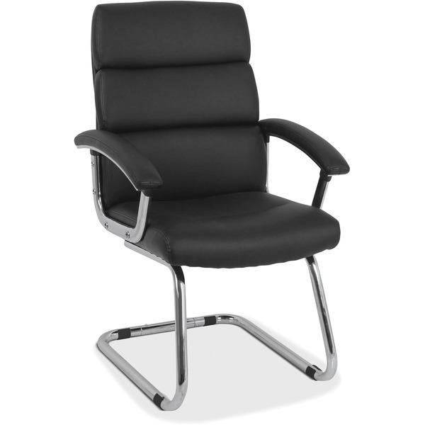 HON Traction Seating Leather Guest Chair - SofThread Leather Seat - Aluminum Frame - Cantilever Base - Black - 19.69