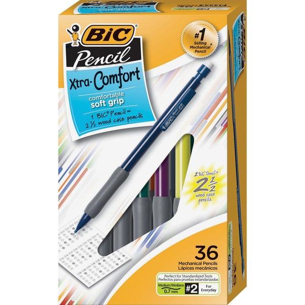 BIC Matic Grip Mechanical Pencils - #2 Lead - 0.7 mm Lead Diameter - Assorted Lead - Plastic Barrel - 36 / Box