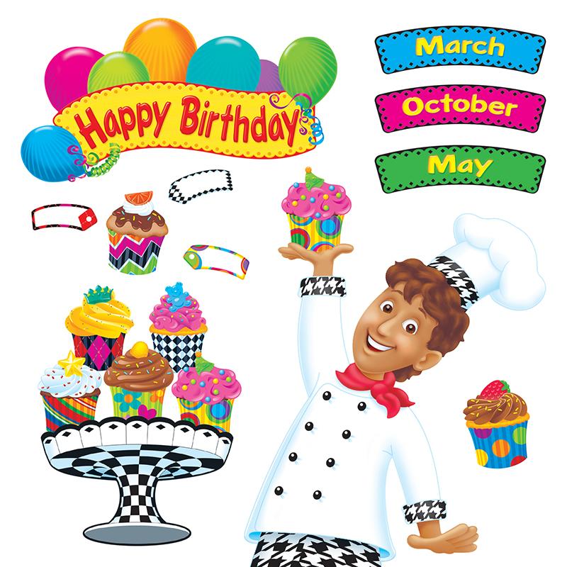 Trend Happy Birthday Bake Shop Bulletin Board Set - Birthday, Baker Theme/Subject - 93 (Pieces) Shape - 48