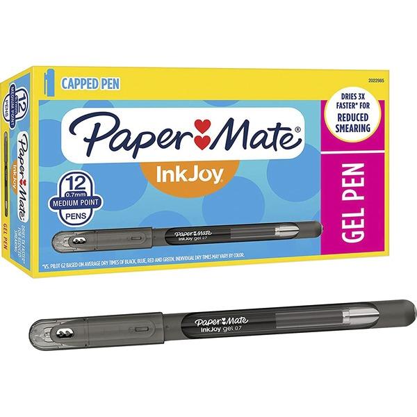 Paper Mate Gel Ink Stick Pens - Medium Pen Point - Black Gel-based Ink - 12 / Dozen