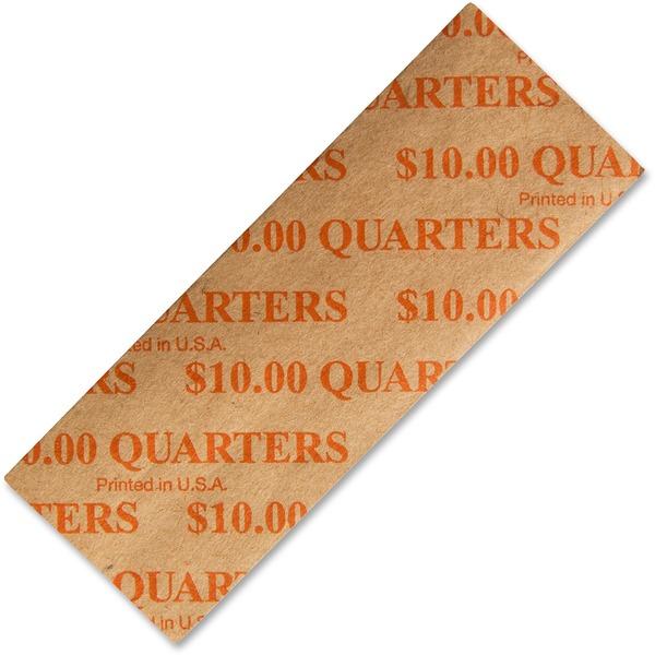ICONEX Color-coded Flat Coin Wrappers - Total $10 in 25¢ Denomination - Color Coded, Sturdy - Kraft Paper - Orange