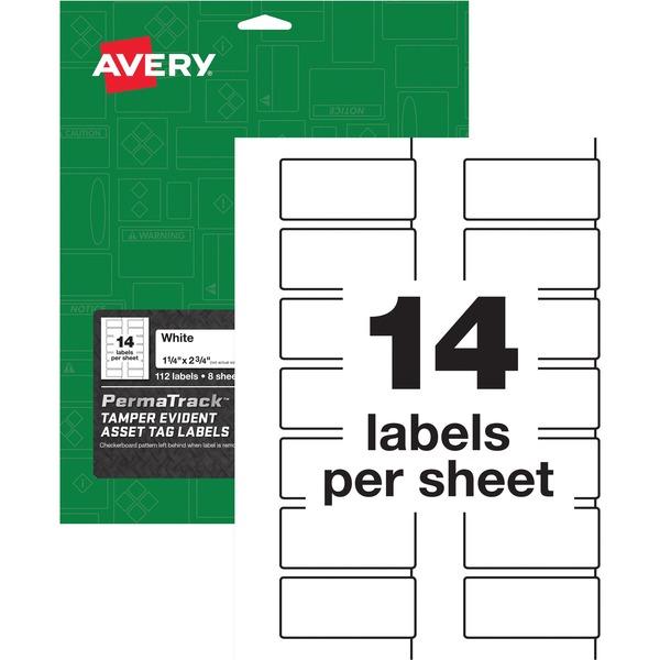 Avery® PermaTrack Tamper-Evident Asset Tag Labels - 2.75