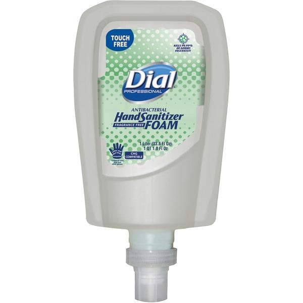 Dial FIT Touch-Free Hand Sanitizer Foam - 40.6 fl oz (1200 mL) - Touchless Dispenser - Kill Germs - Hand - Clear - Hypoallergenic, Moisturizing, Anti-bacterial, Non-drying, Dye-free - 3 / Carton