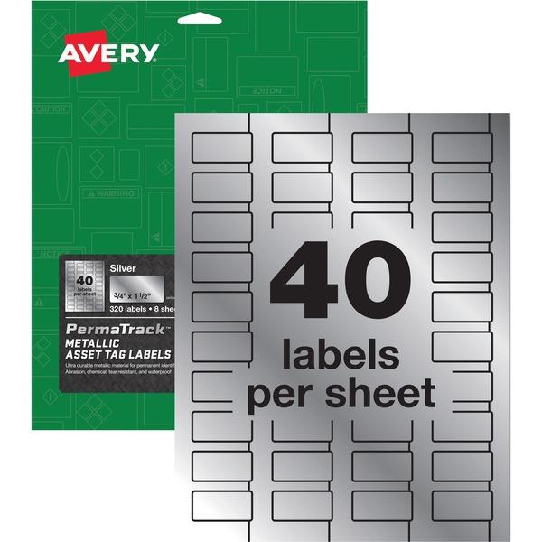 Avery® PermaTrack Metallic Asset Tag Labels - Permanent Adhesive - 1 1/2