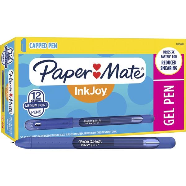 Paper Mate Gel Ink Stick Pens - Medium Pen Point - Blue Gel-based Ink - 12 / Dozen