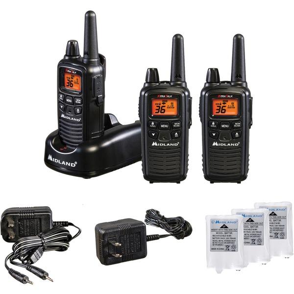 Midland LXT633VP3 Two-Way Radio Three Pack - 22 Radio Channels - UHF, FRS, GMRS - Upto 158400 ft - 121 - Silent Operation, Hands-free - AAA - Nickel Metal Hydride (NiMH)