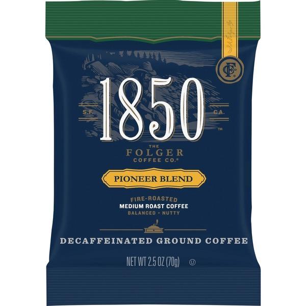 Folgers® 1850 Pioneer Blend Decaf Ground Coffee Pouches - Decaffeinated - Arabica, Nut, Pioneer - 2.5 oz - 24 / Carton