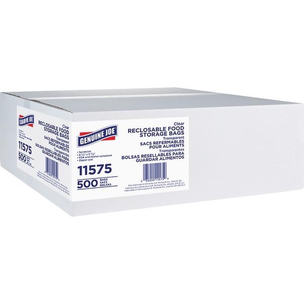 Genuine Joe Food Storage Bags - 1.15 mil (29 Micron) Thickness - Clear - 6000/Carton - Food, Beef, Poultry, Seafood, Vegetables
