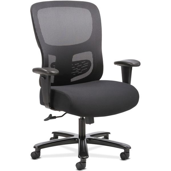 Sadie Seating Adjustable Arm Big/Tall Mesh Task Chair - Black Fabric, Plush Seat - Black Mesh Back - 5-star Base - Black - 30.3