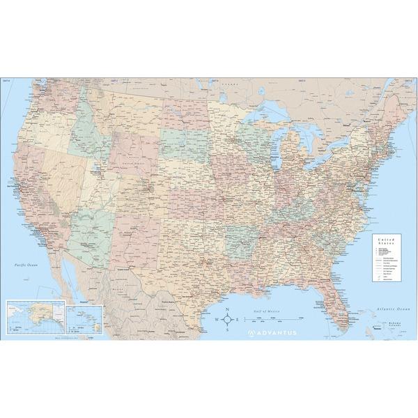 Advantus Laminated USA Wall Map - 50