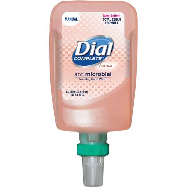 Dial FIT Manual Refill Antimicrobial Soap - 40.6 fl oz (1200 mL) - Pump Bottle Dispenser - Kill Germs - Hand - Peach - Hypoallergenic, Moisturizing, Anti-bacterial, Non-drying - 3 / Carton
