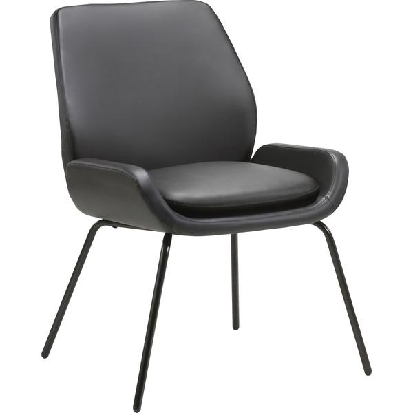 Lorell Bonded Leather U-Shaped Seat Guest Chair - Bonded Leather Seat - Bonded Leather Back - Black - 22