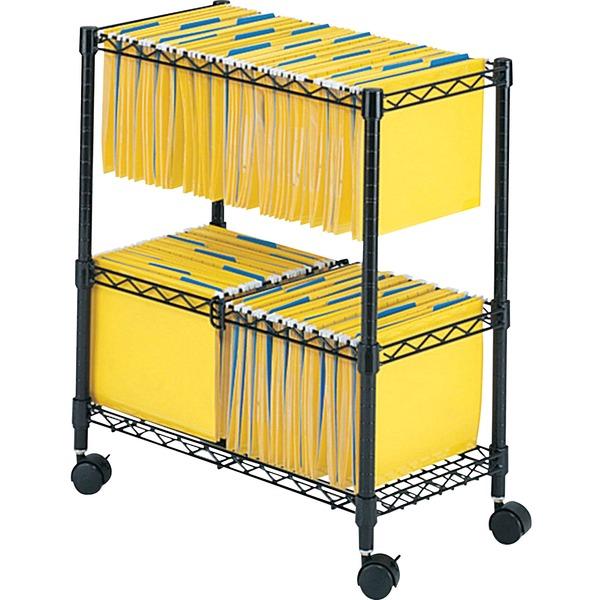 Safco 2-Tier Rolling File Cart - 300 lb Capacity - 4 Casters - Steel - x 25.8